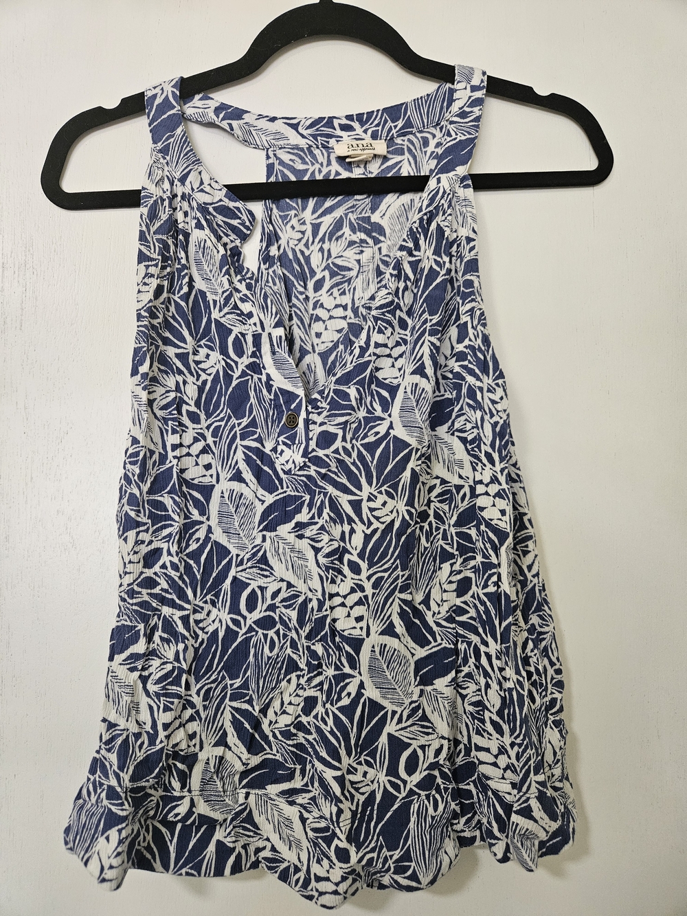a.n.a Blue Tropical Print Tank Top Size Medium Casual Summer Blouse